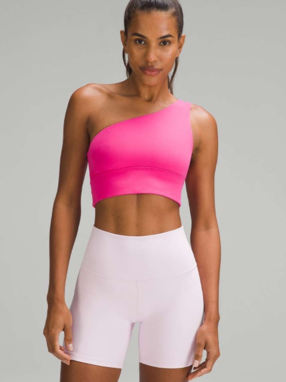 Lululemon Align Asymmetrical Bra Light Support A/B cup Size 4 Sonic Pink